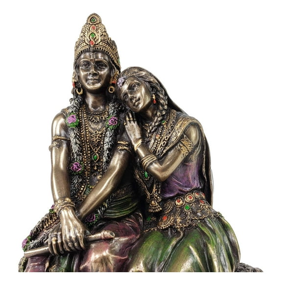 Veronese Design 6 3/4" Tall Radha Leaning On Krisna Cold Cast Bronzed Resin Sculpture Hindu God Figurine