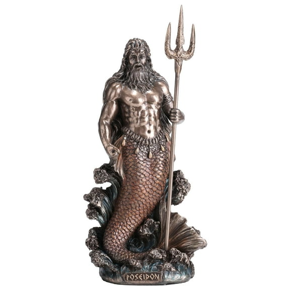 Veronese Design 7 1/8 Inch Tall Poseidon Greek God of The Sea Cold Cast Resin Bronze Finish Sculpture