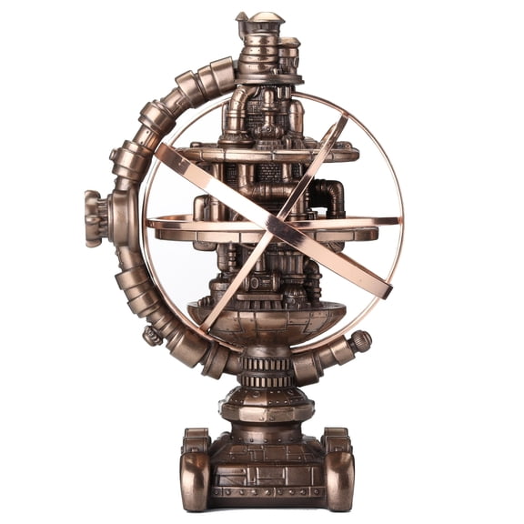 Veronese Design 7 1/8 Inch Tall Steampunk Mechanicus Gyroscope Resin Sculpture Bronze Finish