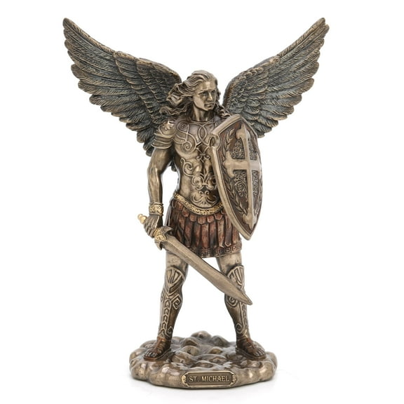 Veronese Design 7 3/4" Archangel Saint Michael Sword and Shield Resin Sculpture Cast Bronze Finish