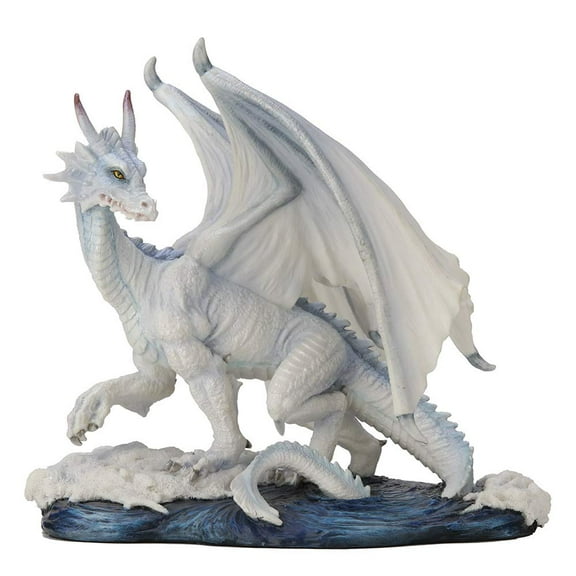 Veronese Design 7.5 Inch Glacial White Dragon Mythical Monster Polyresin Hand Painted Drake Figurine Statue