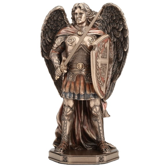 Veronese Design 7 7/8 Inch Archangel Saint Michael Wielding Sword and Shield Cold Cast Resin Bronze Finish Sculpture