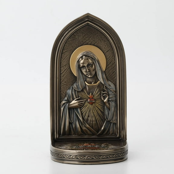 Veronese Design 8 1/4" The Immaculate Heart of Mary Resin Sculpture Bronze Finish Standing Plaque Single Bookend