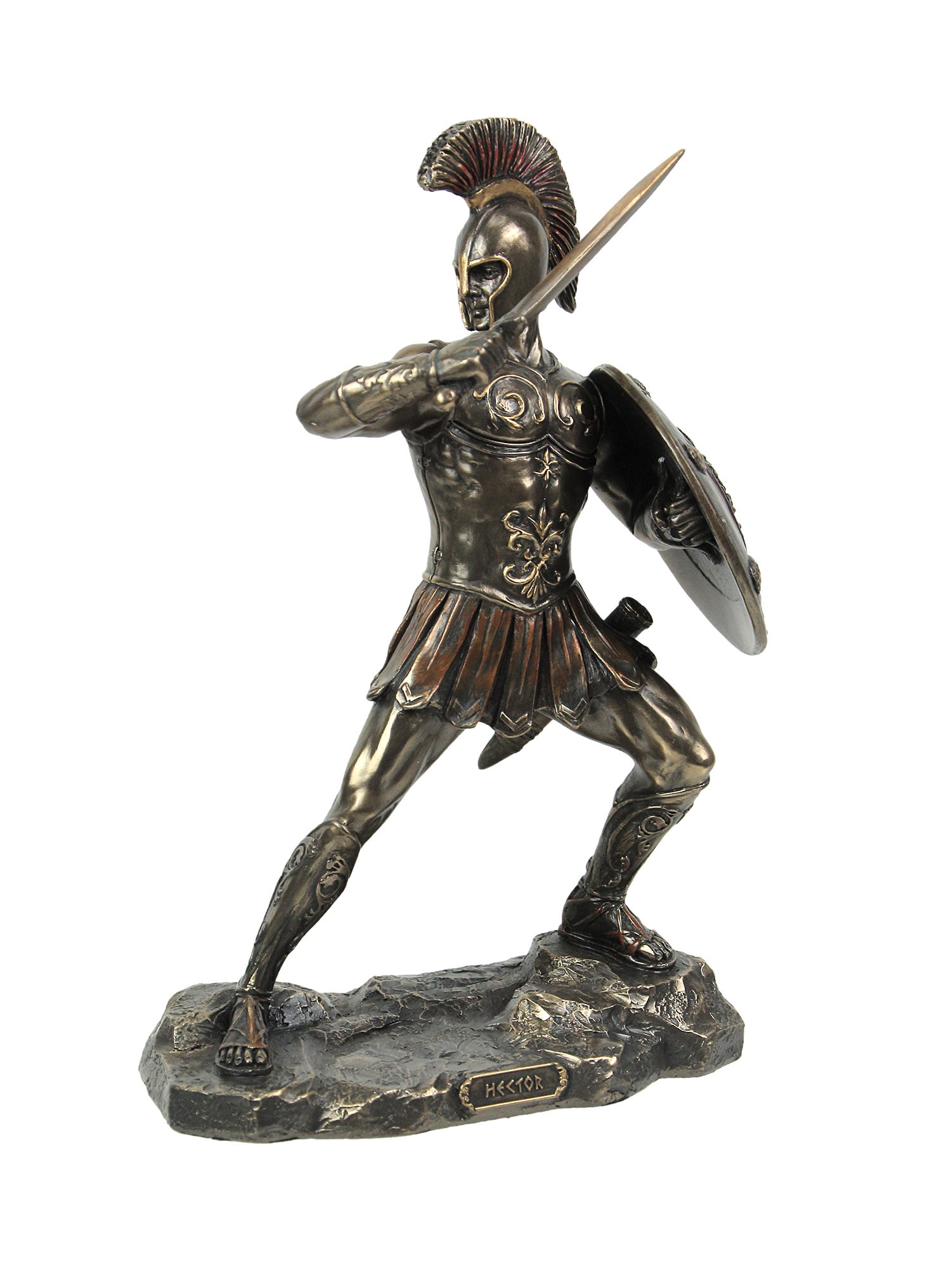 Veronese Design 9 1/4 Inch Greek Hero Hector of Troy Battle Stance Cold Cast Resin Bronze Finish Statue Home Decor