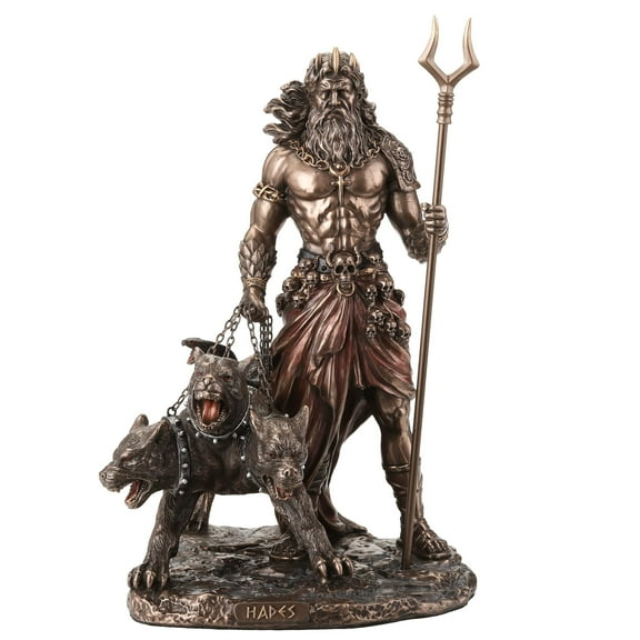 Veronese Design 9 7/8 Inch Hades Greek God of The Underworld with Cerberus Hound Cold Cast Resin Bronze Finish Sculpture