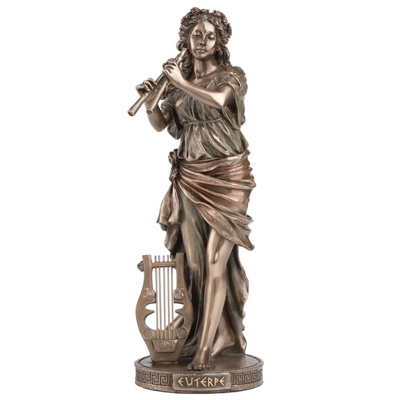 Veronese Design 9 Inch Euterpe The Greek Muse Of Music Cold Cast Resin Bronze Finish Sculpture