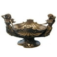 thumbnail image 1 of 10.25 Inch Bronze Hue Oval Shell Bowl Mermaid at Each end Blue Accents, 1 of 3