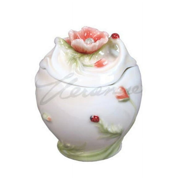 Veronese Design AP20135BA Condiment Jar Poppy Lid Ladybug Motif  Glazed