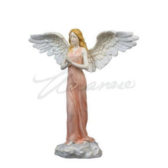 Veronese Design AP20213AA Praying Angel Open Winged Glazed - Coral Dress