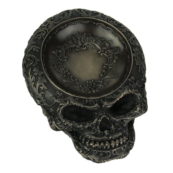 Veronese Design Antiqued Bronze Finish Human Skull Decorative Dish