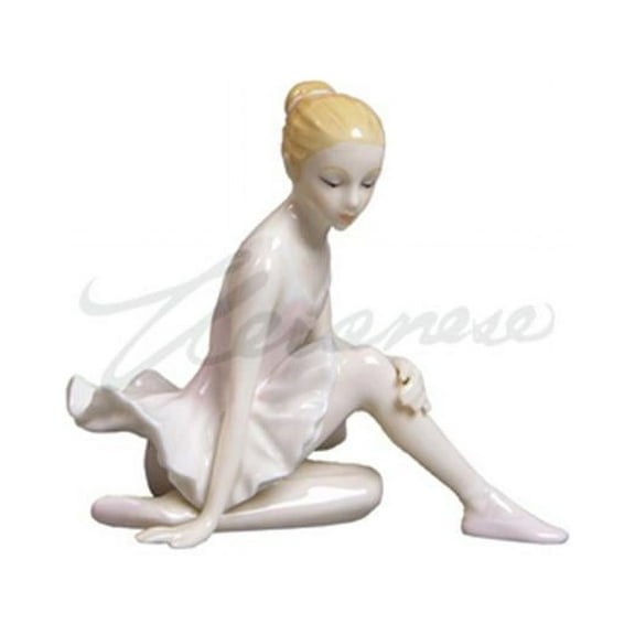 Veronese Design BP00345AA Porcelain Figurine Pensive Seated Ballerina with Flared Tutu