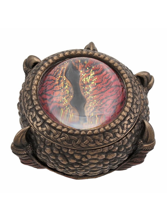 Bronze Finish Dragon Eye Resin Trinket / Stash Box 4.25 inches