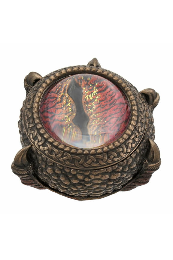Bronze Finish Dragon Eye Resin Trinket / Stash Box 4.25 inches