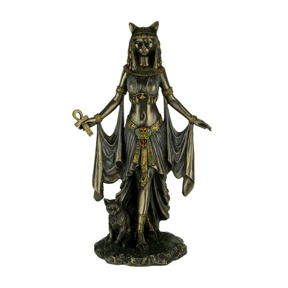 Veronese Design Bronze Finish Egyptian Goddess Bastet With Sacred Cat Statue