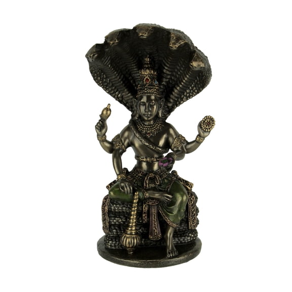 Veronese Design Bronze Finish Vishnu Resting On Shesha Cast Resin Statue