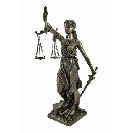 Veronese Design Bronzed La Justicia with Scales and Sword Statue 8 In.