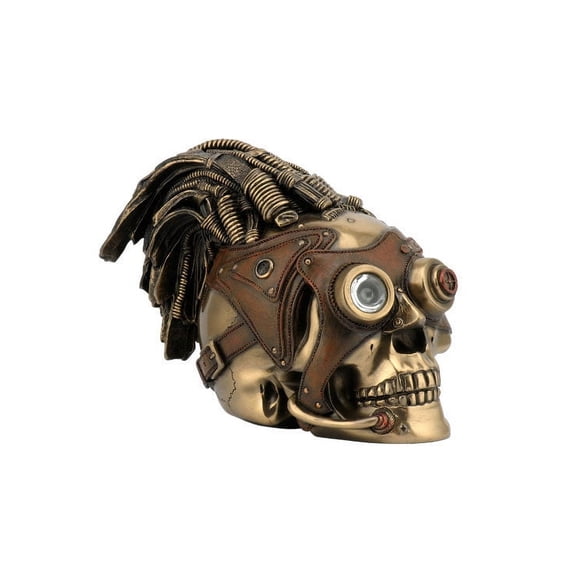 Veronese Design Bronzed Steampunk Skull Sculptural Industrial Statue