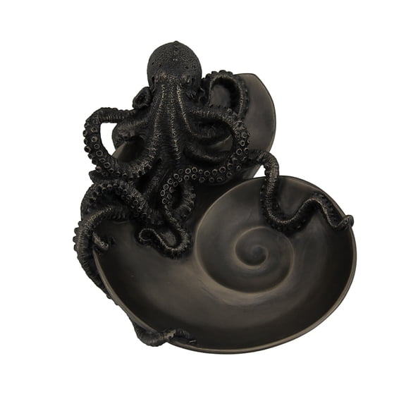 Veronese Design Container of Curiosity Bronze Finish Octopus On Nautilus Shell Tray