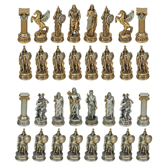Veronese Design Greek and Roman God 32 Pieces Chess Set Resin Statue Hand Painted Figurine