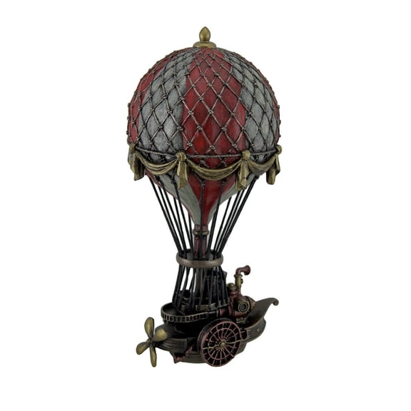 Veronese Design Hand Painted Steampunk Hot Air Balloon Resin Statue 9 In