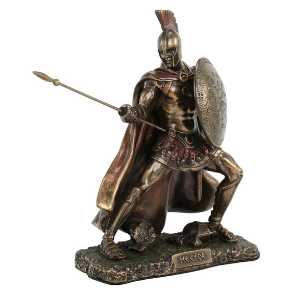 Veronese Design Hector Trojan Prince Warrior of Troy Holding Spear and Shield Statue
