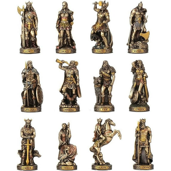 Veronese Design Norse Gods Resin Figurines Hand Painted Bronzed Statue