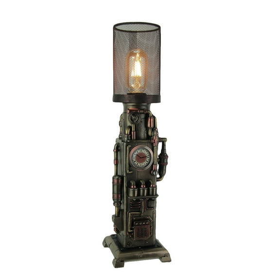 Veronese Design Steampunk Industrial Piping Tower Beacon Clock Mesh Table Lamp