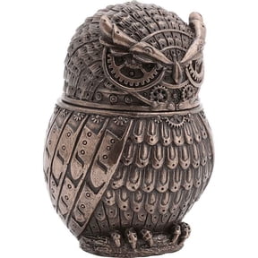 Veronese Design Steampunk Owl Resin Figurine Secret Stash Box Cast Bronze Finish