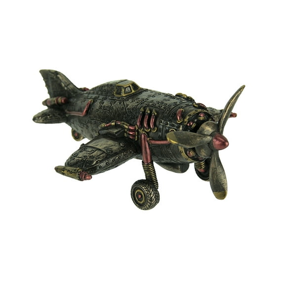 Veronese Design Steampunk Style Bronze Finish Single Propeller Airplane Statue