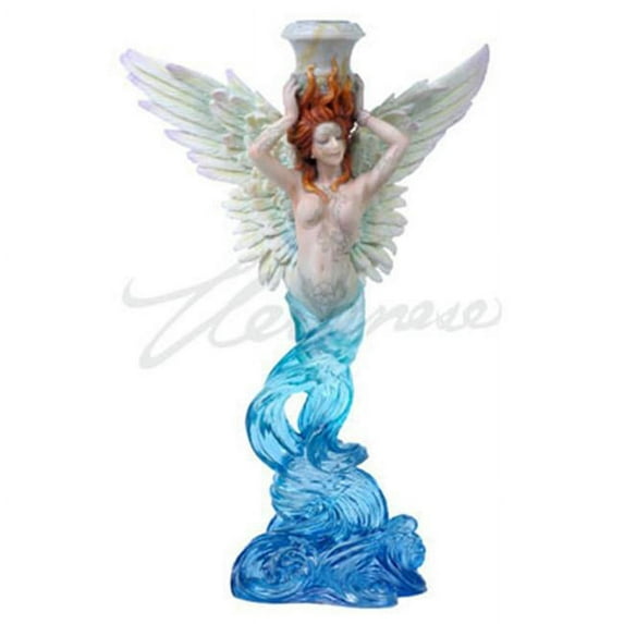 Veronese Design WU74930AA Fantasy Candleholder Open Wings Tatooed Red Haired Angel