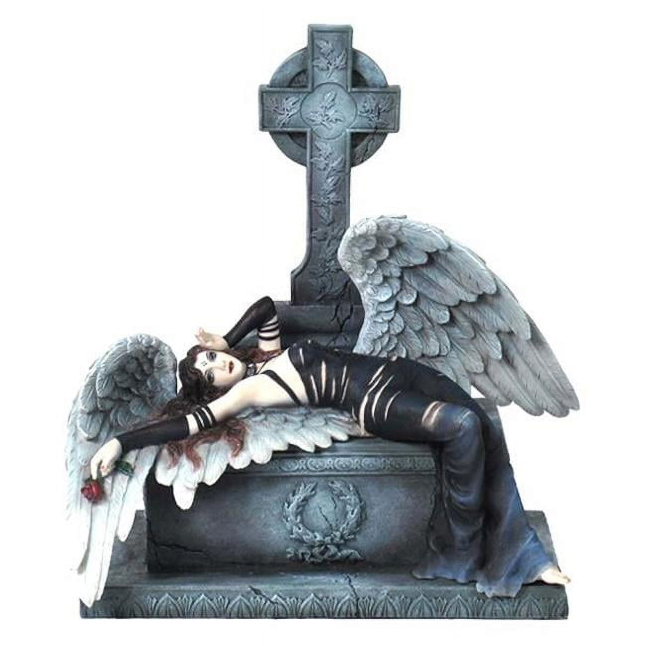 Veronese Design WU75441VA Female Dark Angel Lying on Grave with Sorrow Sculpture