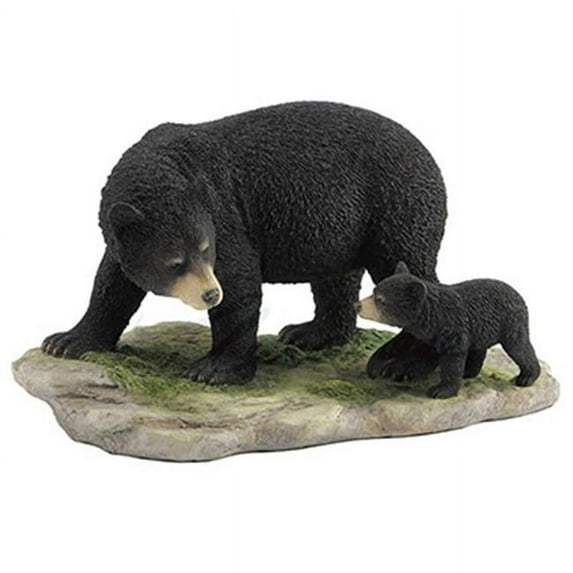 Veronese Design WU76183VA Bear Cub Following Mother Decorative Figurine - Black