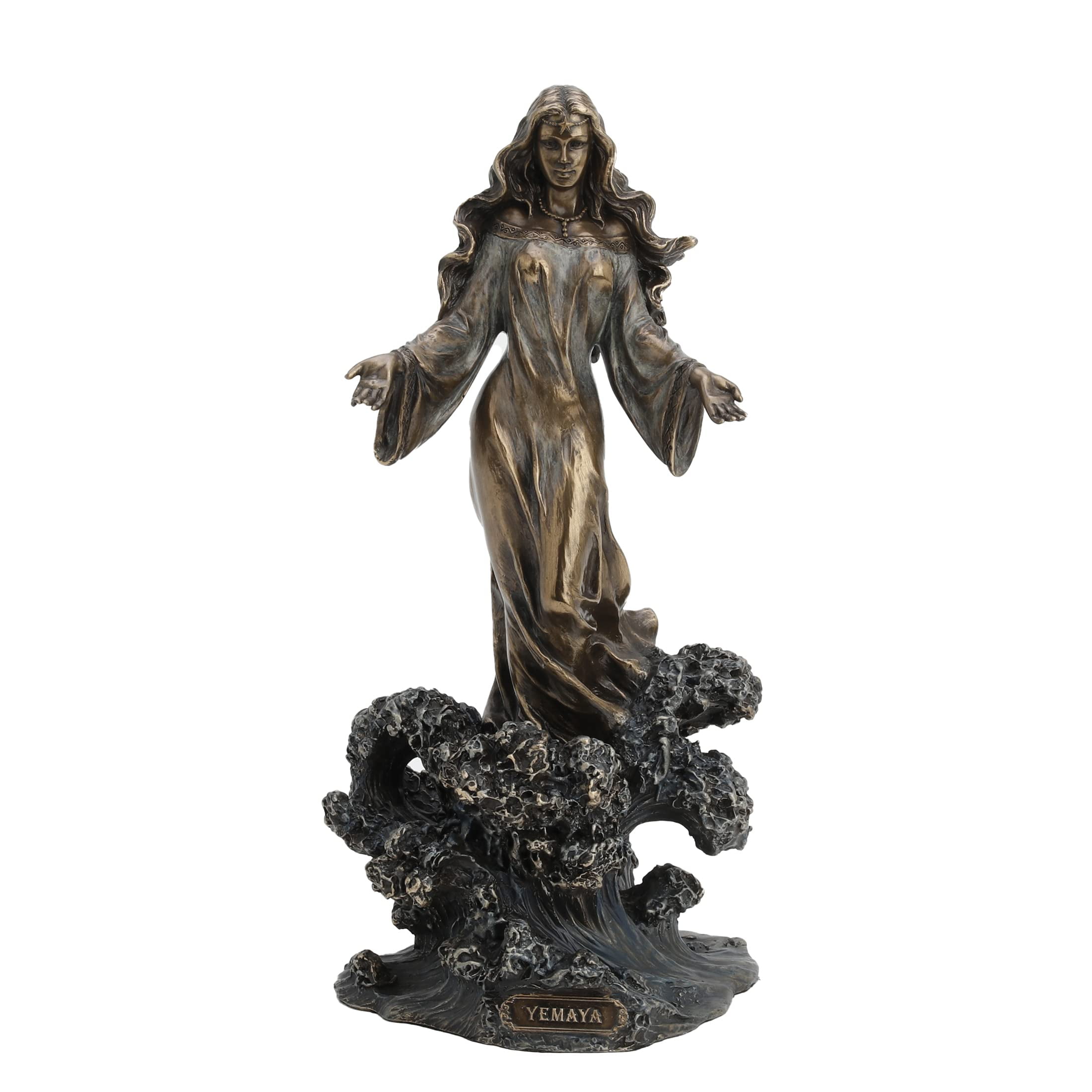 Antique Bronze Yemaya Ocean Wave Sculpture, 10.625" Height