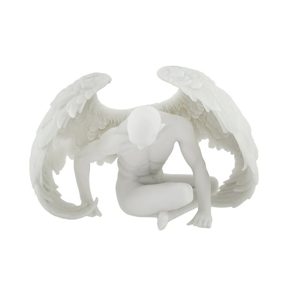 Veronese Design  Winged Male Angel Sitting Marble Finish Statue
