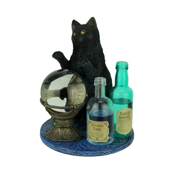 Veronese Design Witch's Apprentice by Lisa Parker Black Cat and Crystal Ball Statue