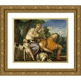 thumbnail image 1 of Veronese, Paolo 18x15 Gold Ornate Wood Framed with Double Matting Museum Art Print Titled - Venus and Adonis, 1 of 4