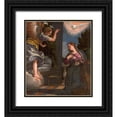 thumbnail image 1 of Veronese , Paolo 26x29 Black Ornate Wood Framed with Double Matting Museum Art Print Titled - The Annunciation, 1 of 4