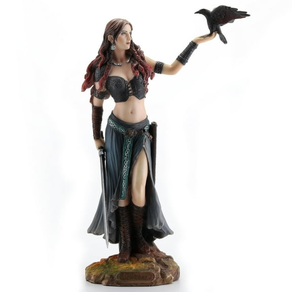 Veronese Resin Statues Morrigan The Celtic Goddess Of Battle W/Crow & Sword Statue 6.5 X 10.25 X 3 Inches