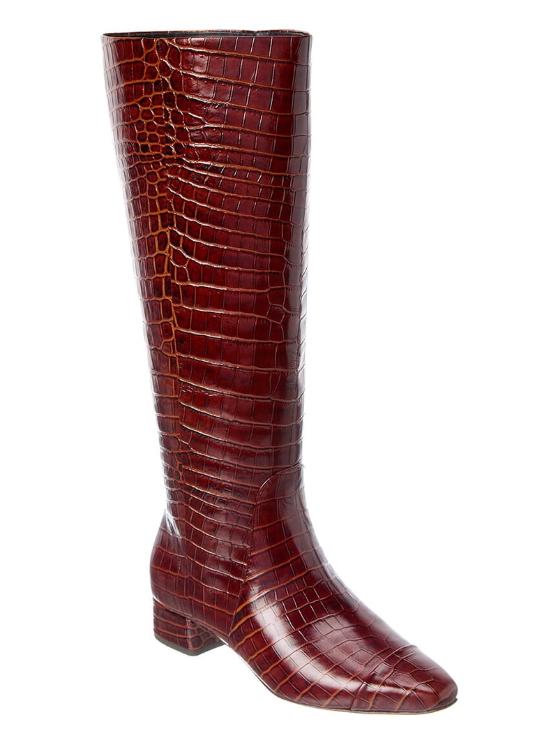 Veronica Beard Cecile Wide Calf Croc-Embossed Leather Knee-High