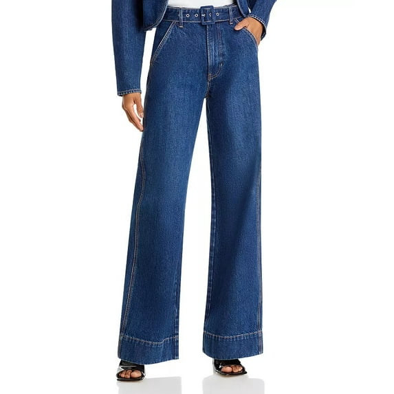 Veronica Beard DUSTED OXFORD Women's Taylor High Rise Wide Leg Jeans, US 30