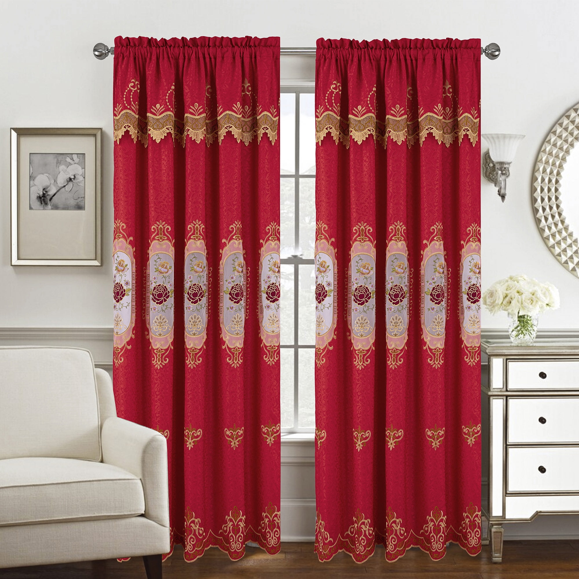 Red Jumbo Cord Window Pane Square Bed - MED main image 1