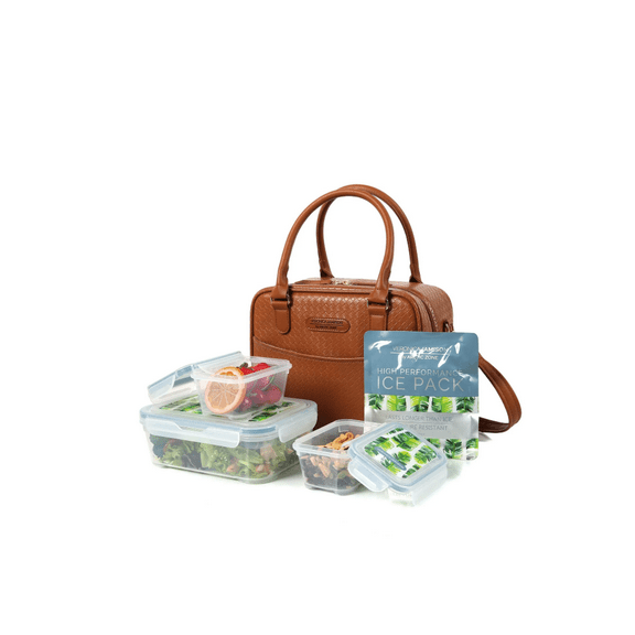 Veronica Jamison Hampton Faux Leather Lunch Tote by Arctic Zone, Lunch Bag with Food Storage & Ice Pack