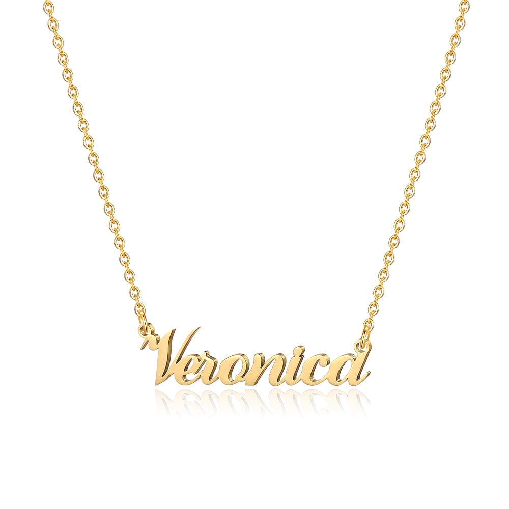 Veronica Name Necklace 18K Gold Filled Custom Name Necklace Personalized Necklace for Women Girls Kids
