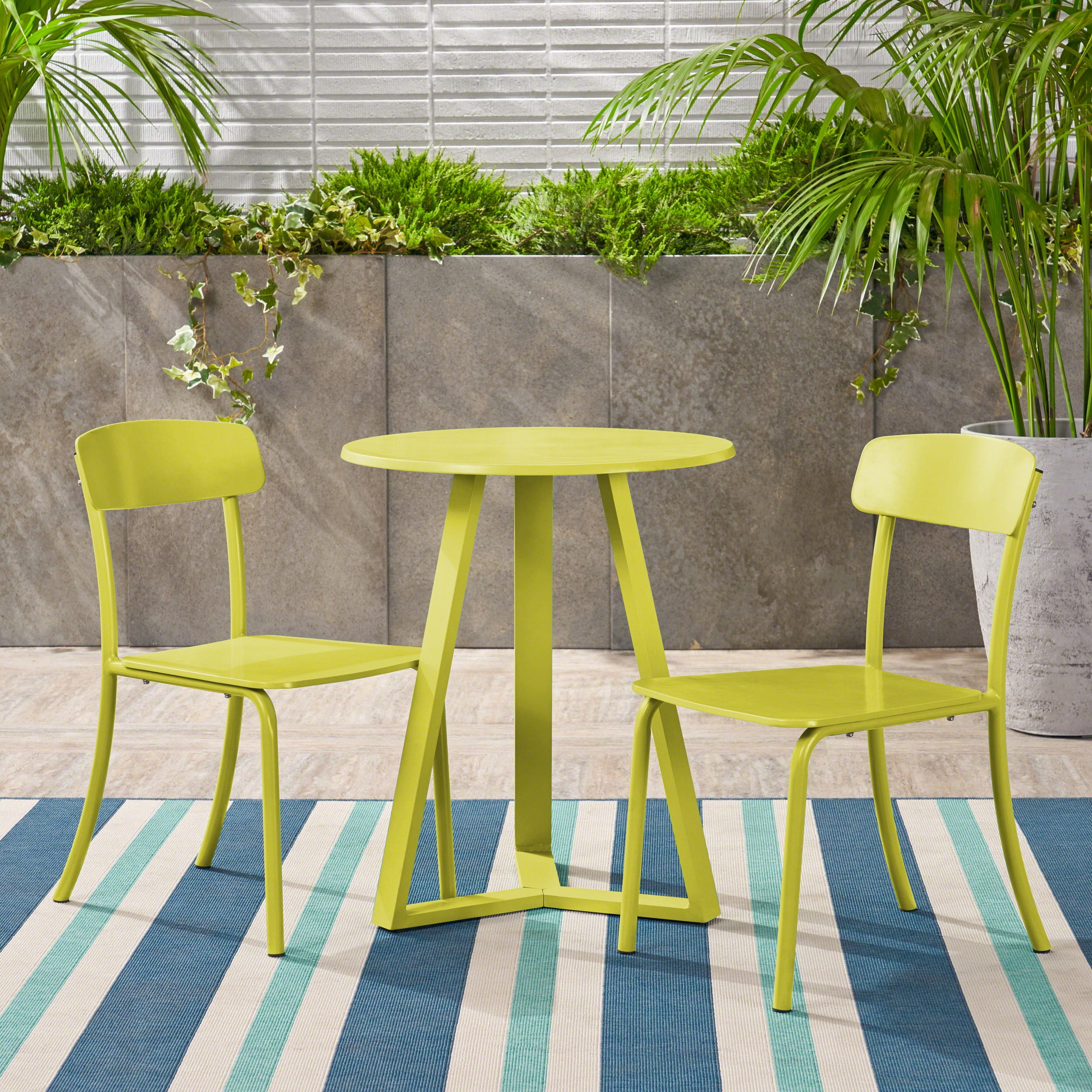 Veronica Outdoor 3 Piece Iron Bistro Set, Matte Lime Green - Walmart.com