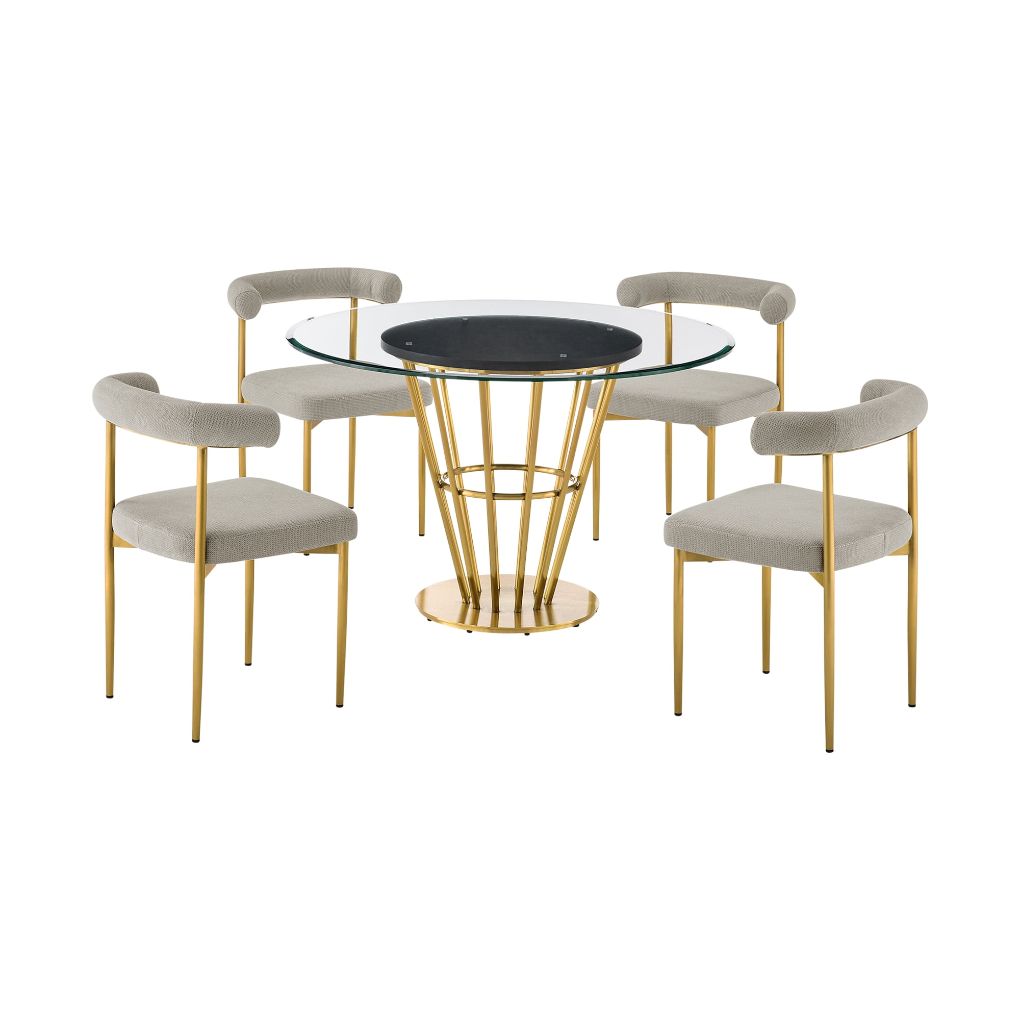 Veronica Shannon 5 Piece Round Dining Set with Taupe Fabric