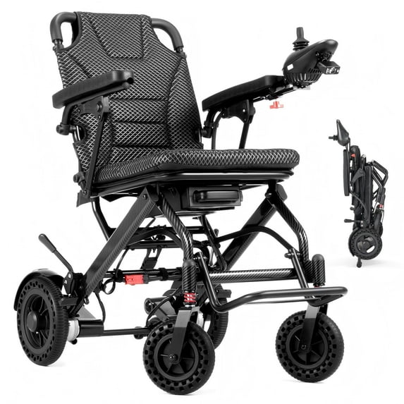 Verpal 39.7lb Lightweight Electric Wheelchairs for Seniors,15 Miles Range,18.5" Cushion Seat,Up to 300lb,12Ah Airline Approved
