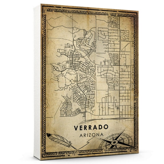 Verrado Vintage Map Prints Canvas, Arizona Map Art Canvas, Canvas, Verrado Map City style vintage Canvas , Canvas Wall Art, Street Map Artwork Canvas