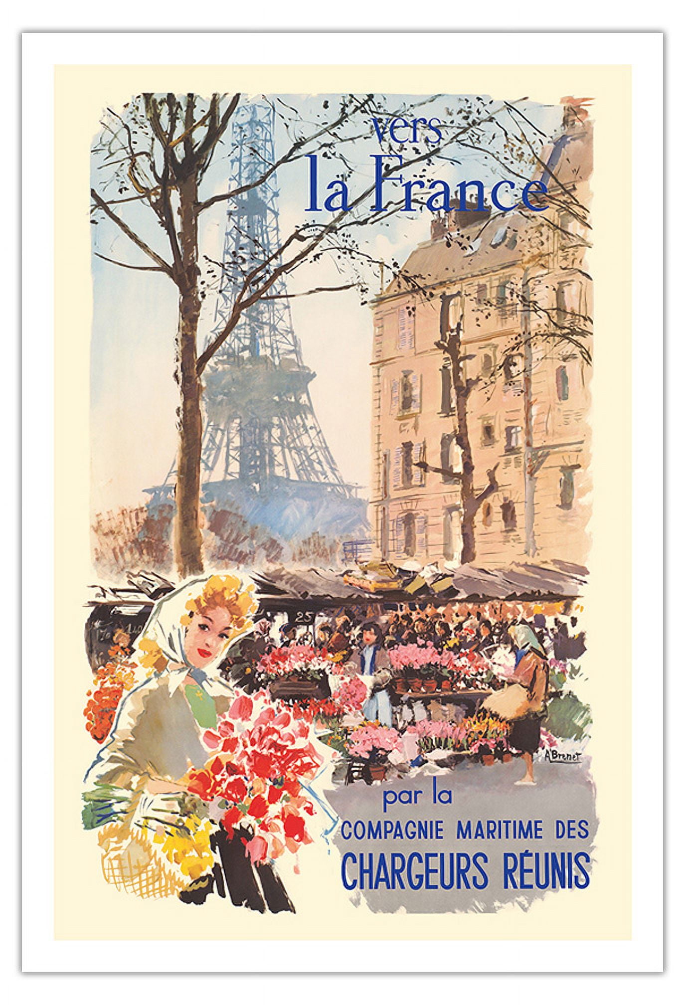Affiche Publicitaire Rétro Les Chargeurs Réunis – Reproduction Papier – Style Renaissance