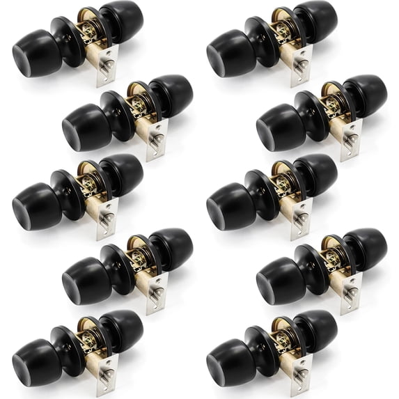 Versa Door Knob Black Passage Door Handle 10 Pack by Villar Home Designs