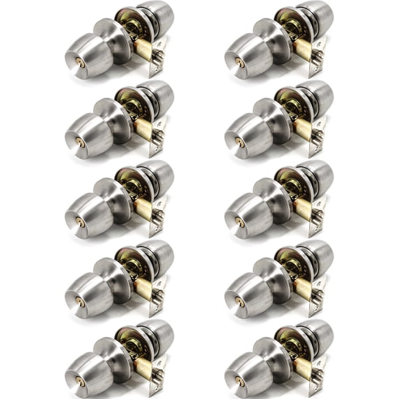 Versa Door Knob Satin Nickel Keyed Door Handle 10 Pack by Villar Home Designs